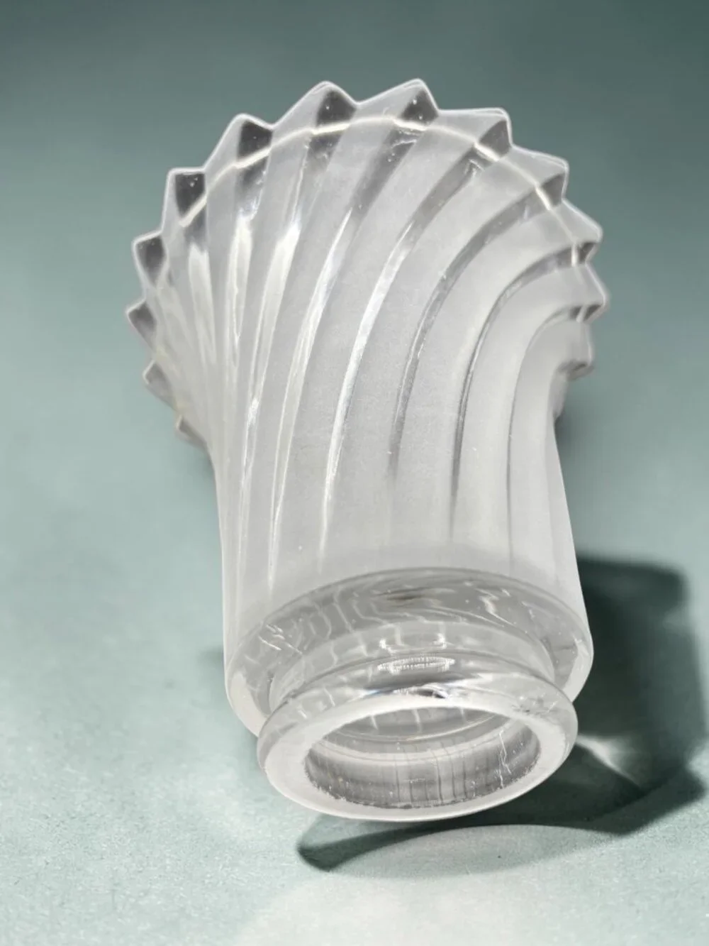 Vintage Frosted Glass Lamp Shade With Swirl Design And Flared Edges Art Deco Sty